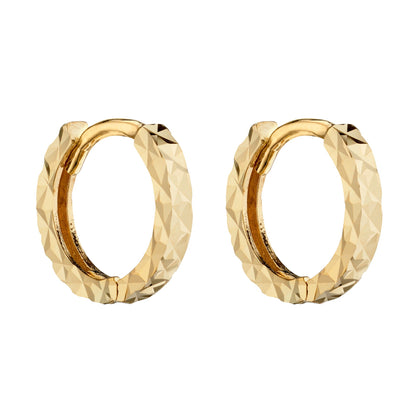 Elements Gold Diamond Cut Hoop Earrings-0