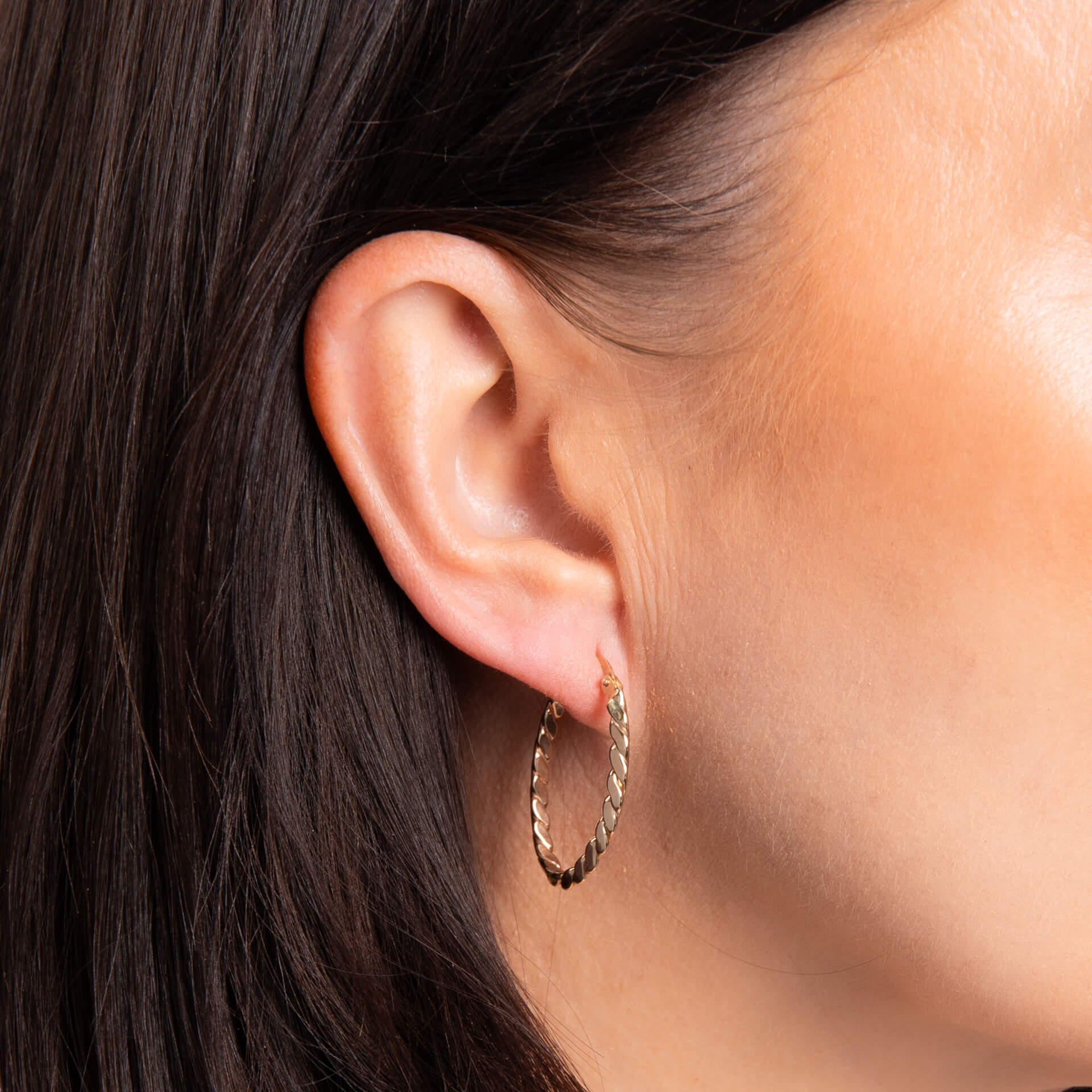 Elements Gold Twisted Rope Hoop Earrings-1