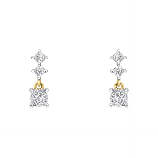 Elements Gold Diamond Trilogy Drop Earrings-0