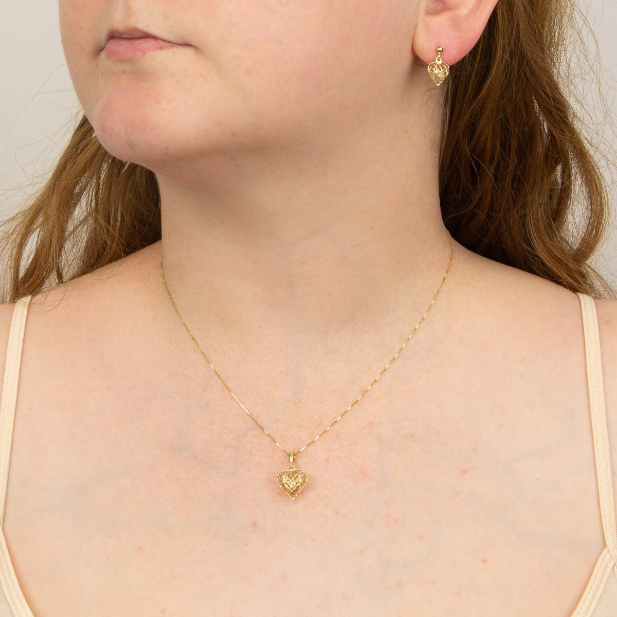 Elements Gold Caged Heart Pendant-2