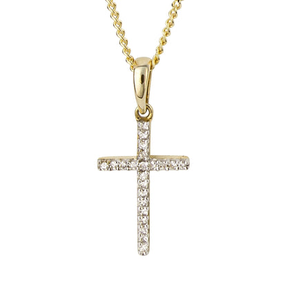 Elements Gold Cross Pendant with Diamond