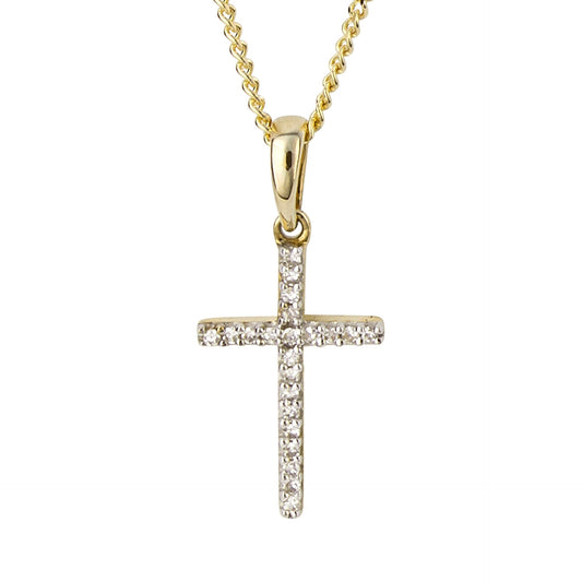 Elements Gold Cross Pendant with Diamond